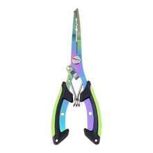 Load image into Gallery viewer, Stainless Steel Color Titanium Dual-Color Eagle Mouth Fish Control Pliers Multifunction Hook Remover Line Cutter Split Ring Opener Lure Pliers Fishing Accessory
