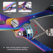 Load image into Gallery viewer, Stainless Steel Color Titanium Dual-Color Eagle Mouth Fish Control Pliers Multifunction Hook Remover Line Cutter Split Ring Opener Lure Pliers Fishing Accessory
