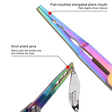 Load image into Gallery viewer, Stainless Steel Color Titanium Dual-Color Eagle Mouth Fish Control Pliers Multifunction Hook Remover Line Cutter Split Ring Opener Lure Pliers Fishing Accessory
