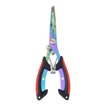 Load image into Gallery viewer, Stainless Steel Color Titanium Dual-Color Eagle Mouth Fish Control Pliers Multifunction Hook Remover Line Cutter Split Ring Opener Lure Pliers Fishing Accessory
