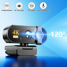 Load image into Gallery viewer, 4K HD USB Plug PlayWebcam for Laptop &amp; Desktop Auto-Focus Streaming Camera for Online Classes Live Video
