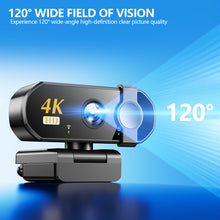 Load image into Gallery viewer, 4K HD USB Plug PlayWebcam for Laptop &amp; Desktop Auto-Focus Streaming Camera for Online Classes Live Video
