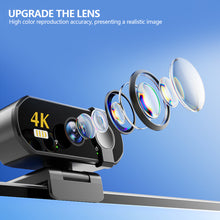 Load image into Gallery viewer, 4K HD USB Plug PlayWebcam for Laptop &amp; Desktop Auto-Focus Streaming Camera for Online Classes Live Video
