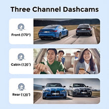Load image into Gallery viewer, 2.0-inch IPS Screen HD 1080P 3-Lens Dash Cam Front Cabin Rear Triple Recording Camera Car Accessories
