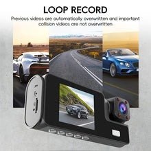 Load image into Gallery viewer, 2.0-inch IPS Screen HD 1080P 3-Lens Dash Cam Front Cabin Rear Triple Recording Camera Car Accessories
