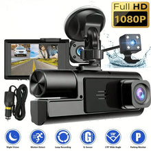 Load image into Gallery viewer, 2.0-inch IPS Screen HD 1080P 3-Lens Dash Cam Front Cabin Rear Triple Recording Camera Car Accessories
