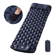 Load image into Gallery viewer, 190X60X5CM TPU Diamond Pattern Foot Pump Inflatable Mattress With Built-In Pillow Portable Outdoor Camping Waterproof Anti-Moisture Air Pad
