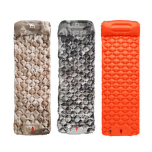 Load image into Gallery viewer, 190X60X5CM TPU Diamond Pattern Foot Pump Inflatable Mattress With Built-In Pillow Portable Outdoor Camping Waterproof Anti-Moisture Air Pad
