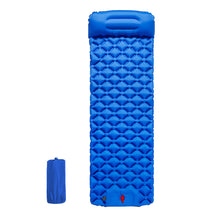 Load image into Gallery viewer, 190X60X5CM TPU Diamond Pattern Foot Pump Inflatable Mattress With Built-In Pillow Portable Outdoor Camping Waterproof Anti-Moisture Air Pad
