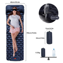 Load image into Gallery viewer, 190X60X5CM TPU Diamond Pattern Foot Pump Inflatable Mattress With Built-In Pillow Portable Outdoor Camping Waterproof Anti-Moisture Air Pad
