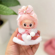 Load image into Gallery viewer, For Mini Labubu 4.0 Clothing Pink Cape With Pearl Ribbon Bow Hair Accessory Set For 10.5cm Labubu V4 Doll Clothes Outfit Accessories
