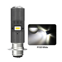 Load image into Gallery viewer, 6000Lumen P15D H4 Motorcycle LED Spot Light Aluminum Alloy Lens Headlight Scooter Motorbike Bulb Dual Color DRL Hi/Lo Beam Light
