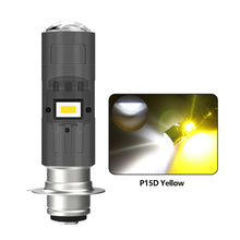 Load image into Gallery viewer, 6000Lumen P15D H4 Motorcycle LED Spot Light Aluminum Alloy Lens Headlight Scooter Motorbike Bulb Dual Color DRL Hi/Lo Beam Light
