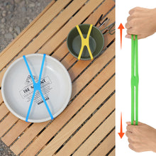 Load image into Gallery viewer, 10PCS 19.5/12.3CM H-Shaped Silicone Straps Outdoor Camping Tableware High Elasticity Tying Bands
