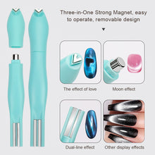 Load image into Gallery viewer, 3 in 1 Nail Magnet Tool 3D Love Heart Cat Eye Nail Magnet Double Line Moon Snake Pattern French Nail UV Magnetic Stick Manicure
