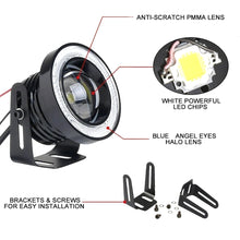 Load image into Gallery viewer, 2Pcs 30W Car Fog Lights Driving DRL Lamp COB Angel Eye 64/76/89mm Ambient Lamps Waterproof Daytime Running Bulb Headlight DC 12V
