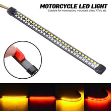 Load image into Gallery viewer, Universal Dual Color Motorcycle LED Turn Signal Light &amp; DRL Amber White Moto Flasher Ring Fork Strip Lamp Flowing Flashing Blinker

