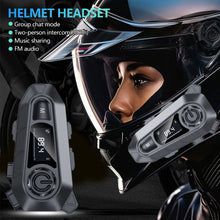 Load image into Gallery viewer, Bluetooth 5.3 Digital Display Motorcycle Helmet Bluetooth Headset Wireless Hands-free Calling &amp; Music Player FM IPX5 Waterproof Intercom Communication System
