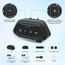 Load image into Gallery viewer, Bluetooth 5.3 Motorcycle Helmet Bluetooth Headset Wireless Hands-free Calling &amp; Music Player IP67 Waterproof Intercom Communication System
