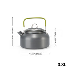 Load image into Gallery viewer, 0.8L 1.2L 1.8L Aluminum alloy Portable Outdoor Camping Coffee and Tea Kettle for Hiking Fishing Picnic Cooking Equipment
