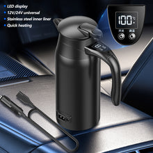 Load image into Gallery viewer, Universal 12V/24V 0.8L 1.2L Large Capacity Smart Car Heating Cup Car Electric Kettle Stainless Steel Water Boiler Thermos for Truck Travel Office Vehicle
