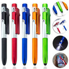 Load image into Gallery viewer, 4 In 1 Multi-Function Ballpoint Pen With LED Light Fold Phone Holder Night Read Writing Pencil Office Student Stationery Tools
