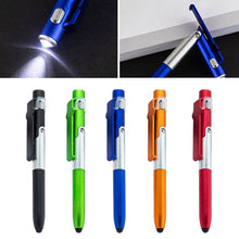 Load image into Gallery viewer, 4 In 1 Multi-Function Ballpoint Pen With LED Light Fold Phone Holder Night Read Writing Pencil Office Student Stationery Tools
