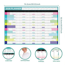 Load image into Gallery viewer, 2026 New Yearly Daily Schedule Planner Sheet Calendar Wall 365 Day Plan Annual Hanging Planning Weekly Agenda Pad Month 12

