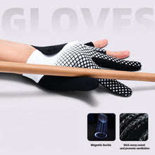Load image into Gallery viewer, 1PC Professional 3-Finger Billiard Glove Printed Version Magnetic Buckle Fixation Microfiber Breathable Anti-Slip Snooker Glove for Left Hand-XG94
