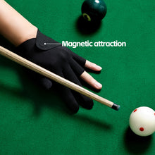 Load image into Gallery viewer, 1PC Professional 3-Finger Billiard Glove Printed Version Magnetic Buckle Fixation Microfiber Breathable Anti-Slip Snooker Glove for Left Hand-XG94
