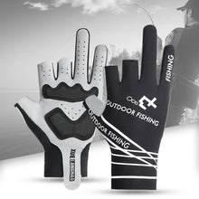 Load image into Gallery viewer, 1Pair 3-Finger Fishing Gloves Anti-slip Wear-Resistant Cut-Resistant Lure Gloves UPF50+ Sun Protection Print Cycling Gloves
