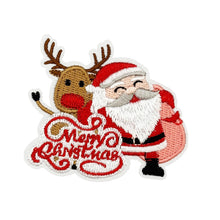 Load image into Gallery viewer, Christmas Cartoon Santa Claus Embroidered Patch Iron On Stickers Applique For Clothing Bag Accessories
