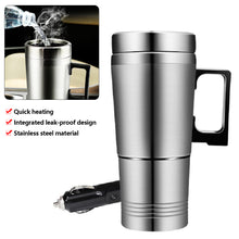 Load image into Gallery viewer, 12V/24V Portable Car Electric Heating Cup Stainless Steel Inner Liner Thermos for Truck Office Travel Water Boiler &amp; Kettle

