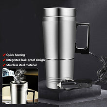 Load image into Gallery viewer, 12V/24V Portable Car Electric Heating Cup Stainless Steel Inner Liner Thermos for Truck Office Travel Water Boiler &amp; Kettle
