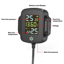 Load image into Gallery viewer, Motorcycle TPMS With QC 3.0 Fast Charging USB Output Motorbike Tire Pressure Alarm Monitor System Tyre Temperature Alarm System

