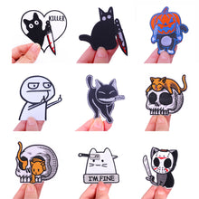 Load image into Gallery viewer, Punk Cartoon Animal Iron On Embroidery Repair Patches Knife Animal Badge Hippie Rock Appliques Clothing Sewing Patch
