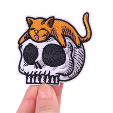 Load image into Gallery viewer, Punk Cartoon Animal Iron On Embroidery Repair Patches Knife Animal Badge Hippie Rock Appliques Clothing Sewing Patch
