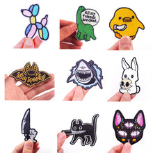 Load image into Gallery viewer, Punk Cartoon Animal Iron On Embroidery Repair Patches Knife Animal Badge Hippie Rock Appliques Clothing Sewing Patch
