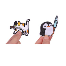 Load image into Gallery viewer, Punk Cartoon Animal Iron On Embroidery Repair Patches Knife Animal Badge Hippie Rock Appliques Clothing Sewing Patch

