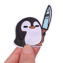Load image into Gallery viewer, Punk Cartoon Animal Iron On Embroidery Repair Patches Knife Animal Badge Hippie Rock Appliques Clothing Sewing Patch
