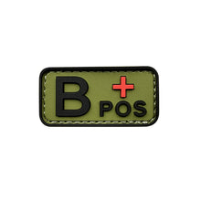 Load image into Gallery viewer, 3D PVC Blood Type Patch Luminous Badge A B AB O Positive Negative Hook And Loop Medical Armband Sticker On Backpack
