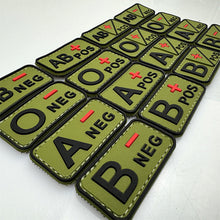 Load image into Gallery viewer, 3D PVC Blood Type Patch Luminous Badge A B AB O Positive Negative Hook And Loop Medical Armband Sticker On Backpack
