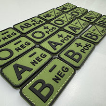 Load image into Gallery viewer, 3D PVC Blood Type Patch Luminous Badge A B AB O Positive Negative Hook And Loop Medical Armband Sticker On Backpack
