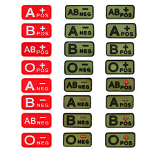 Load image into Gallery viewer, 3D PVC Blood Type Patch Luminous Badge A B AB O Positive Negative Hook And Loop Medical Armband Sticker On Backpack
