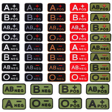 Load image into Gallery viewer, 3D PVC Blood Type Patch Luminous Badge A B AB O Positive Negative Hook And Loop Medical Armband Sticker On Backpack
