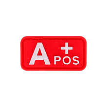 Load image into Gallery viewer, 3D PVC Blood Type Patch Luminous Badge A B AB O Positive Negative Hook And Loop Medical Armband Sticker On Backpack
