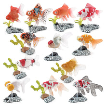 Load image into Gallery viewer, Simulation Ornamental Fish Model Goldfish Figurine With Base Stand Desk Shelf Display Educational Toy Collectors Item Gift for Fish Lovers Kids
