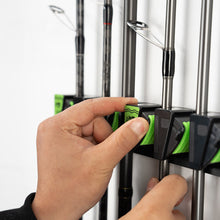 Load image into Gallery viewer, Expandable Wall Mounted Fishing Rod Display Rack Spring Clip Storage Clamp No-Drill Rod Holder Fishing Supplies

