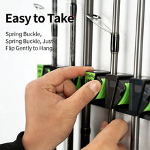 Load image into Gallery viewer, Expandable Wall Mounted Fishing Rod Display Rack Spring Clip Storage Clamp No-Drill Rod Holder Fishing Supplies

