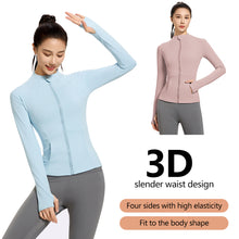 Load image into Gallery viewer, Women's High-Elasticity Slim-Fit Yoga Suit Outdoor Breathable Quick-Dry Zip-Up Stand Collar Running Sportswear
